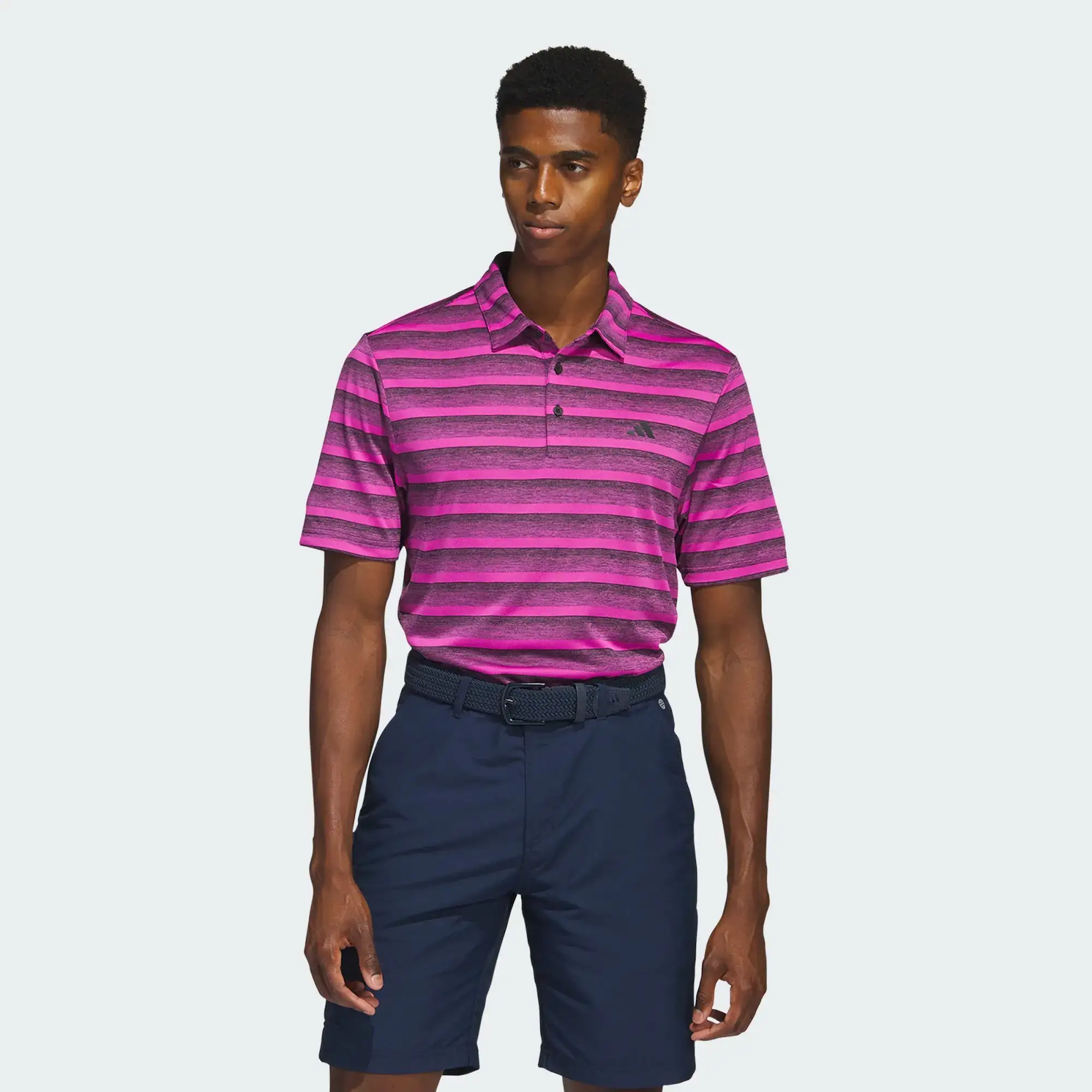 Adidas Golf 2-Colour Stripe Shirt Black/Lucid Fuchsia 4 Adidas Golf 2-Colour Stripe Shirt Black/Lucid Fuchsia - Image 2
