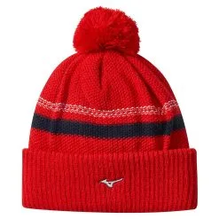 Mizuno Breath Thermo Pom Pom Beanies Red