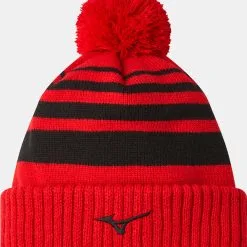 MIZUNO BREATH THERMO POM POM BEANIE RED