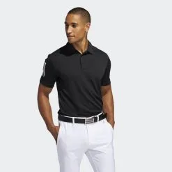 Adidas 3-STRIPE BASIC POLO SHIRT Black / White -Clubs Cheap Store 3 Stripe Basic Polo Shirt Black FJ9837 21 model