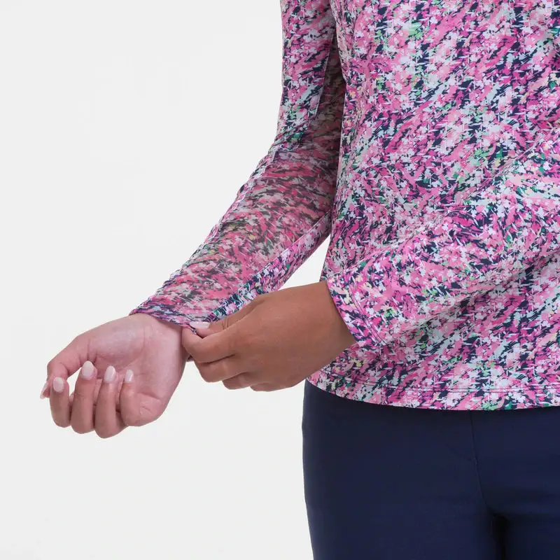 EP NEW YORK EPNY Ladies Long Sleeve Broken Geometric Zip Mock Inky Multi 4 EP NEW YORK EPNY Ladies Long Sleeve Broken Geometric Zip Mock Inky Multi - Image 2