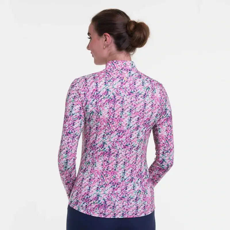 EP NEW YORK EPNY Ladies Long Sleeve Broken Geometric Zip Mock Inky Multi 5 EP NEW YORK EPNY Ladies Long Sleeve Broken Geometric Zip Mock Inky Multi - Image 3