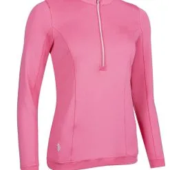 Glenmuir Ladies Zip Neck Shaped Panel Performance Golf Midlayer CARINA Sorbet Marl