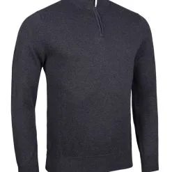 Glenmuir Gents Devon Zip Neck Sweater Charcoal Marl