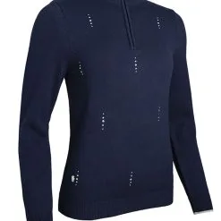 Glenmuir ELLIS Ladies Zip Neck Sparkle Droplet Touch Of Cashmere Golf Sweater