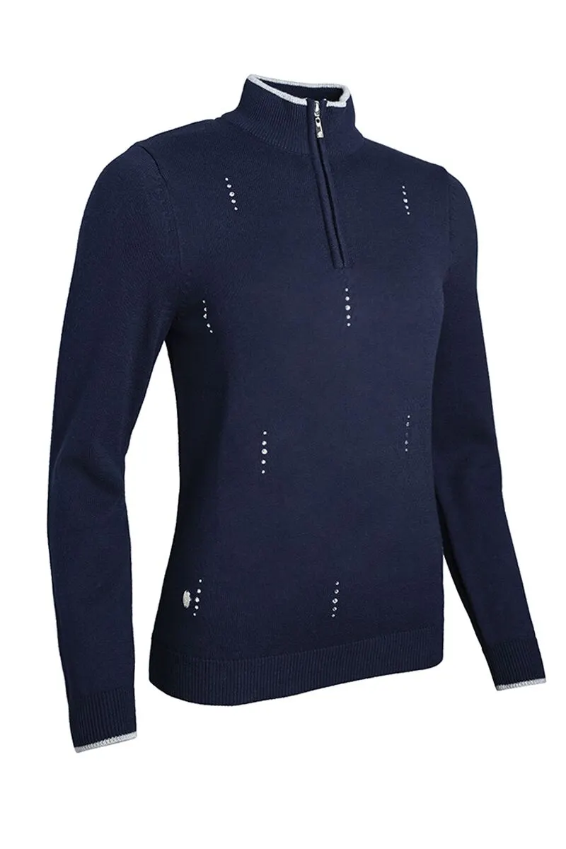 Glenmuir ELLIS Ladies Zip Neck Sparkle Droplet Touch Of Cashmere Golf Sweater 3 Glenmuir ELLIS Ladies Zip Neck Sparkle Droplet Touch Of Cashmere Golf Sweater
