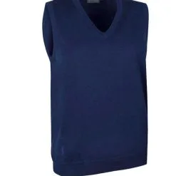Glenmuir Ladies V Neck Cotton Golf Slipover Navy ASTRID