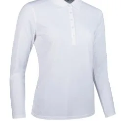 Glenmuir Ladies Long Sleeve Performance Pique Golf Polo Shirt White