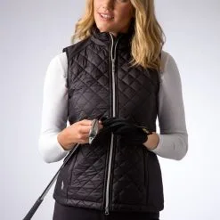 Glenmuir Ladies Sabine Zip Front Diamond Quilted Performance Golf Gilet Black SABINE
