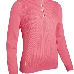 Glenmuir THEA Ladies Zip Neck Diamond Rib Touch Of Cashmere Golf Sweater