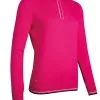 Glenmuir Ladies Zip Neck Rib Detail Cotton Golf Sweater Magenta/White/Navy -Clubs Cheap Store 890x1200 fitbox willa magentawhitenavy5
