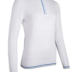 Glenmuir Ladies Zip Neck Rib Detail Cotton Golf Sweater - Willa