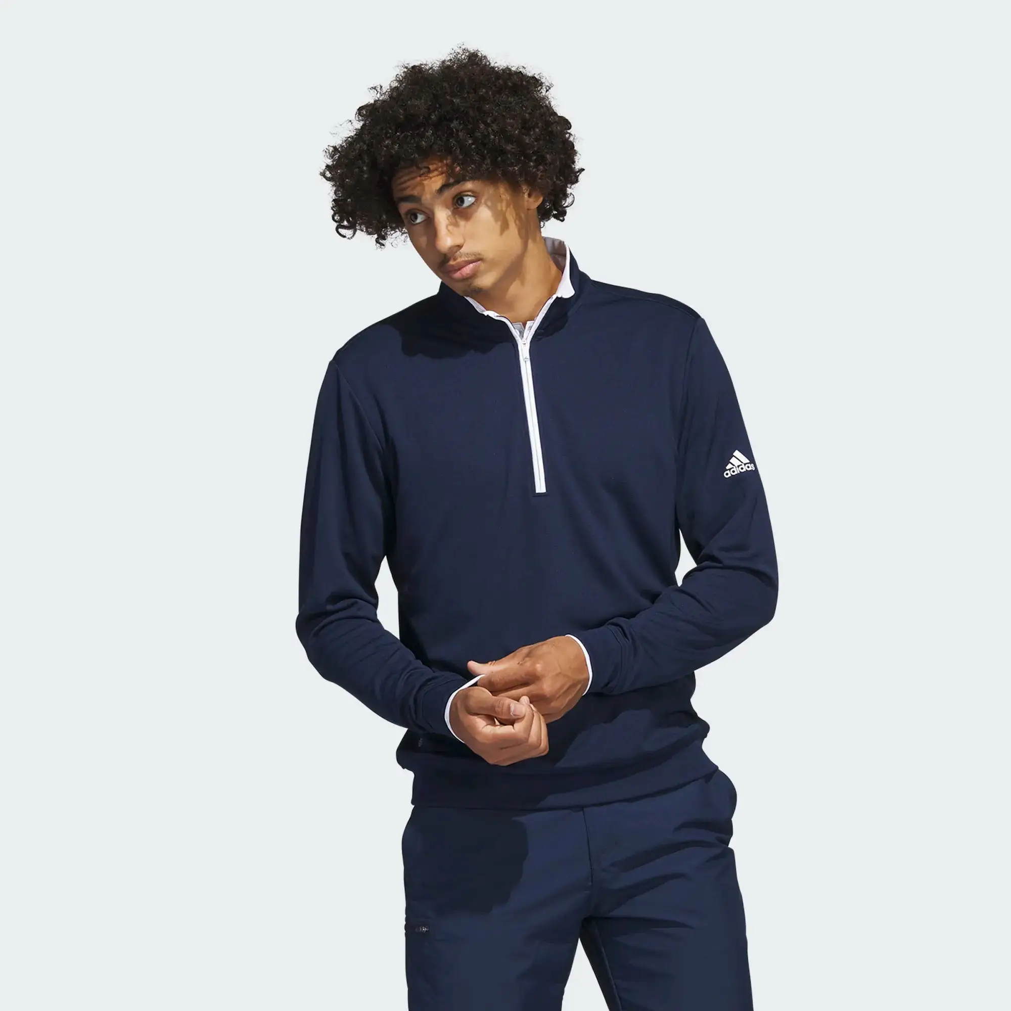 Adidas Light Weight Quarter Zip Collegiate Navy/White 4 Adidas Light Weight Quarter Zip Collegiate Navy/White - Image 2