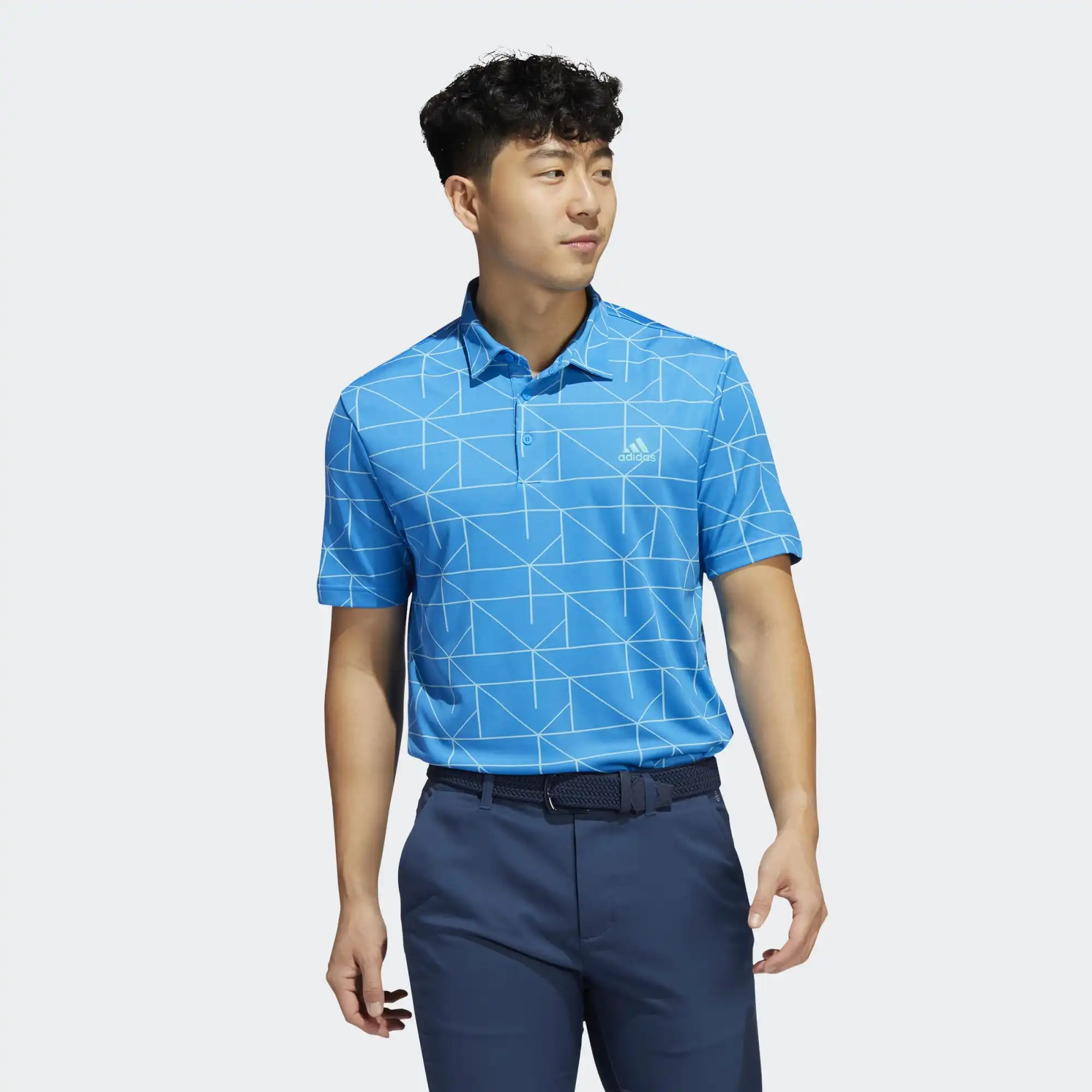 Adidas Gents JACQUARD POLO SHIRT BLURUS/SEMIRU 4 Adidas Gents JACQUARD POLO SHIRT BLURUS/SEMIRU - Image 2