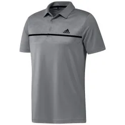 Adidas Gents Prime Green Print Polo Shirt Grey Three