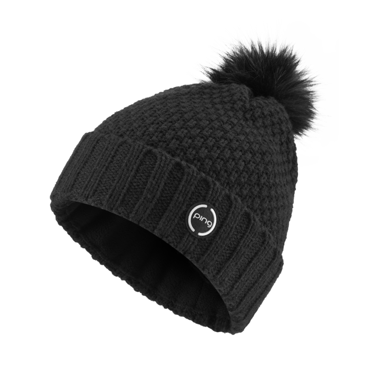 Ping Ladies Rosario Textured Knit Bobble Hat Black 3 Ping Ladies Rosario Textured Knit Bobble Hat Black