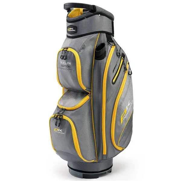Powakaddy DLX-Lite Cart Bag Gunmetal Yellow 3 Powakaddy DLX-Lite Cart Bag Gunmetal Yellow